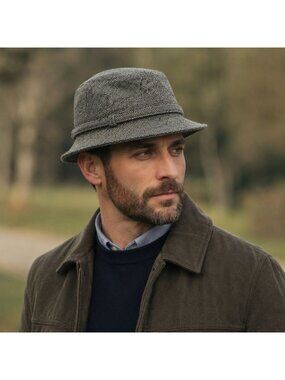 Herbert Johnson Vintage wool tweed walking hat or casual fedora Size 7 1/8